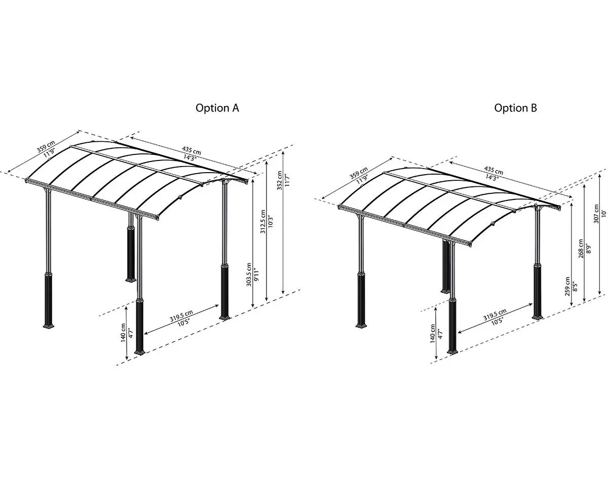 Arcadia 4300 Alpine (Tall) ~12ft x 14ft Carport, RV and Boat Shelter Grey Frame Bronze Panels | Palram-Canopia Canopia by Palram