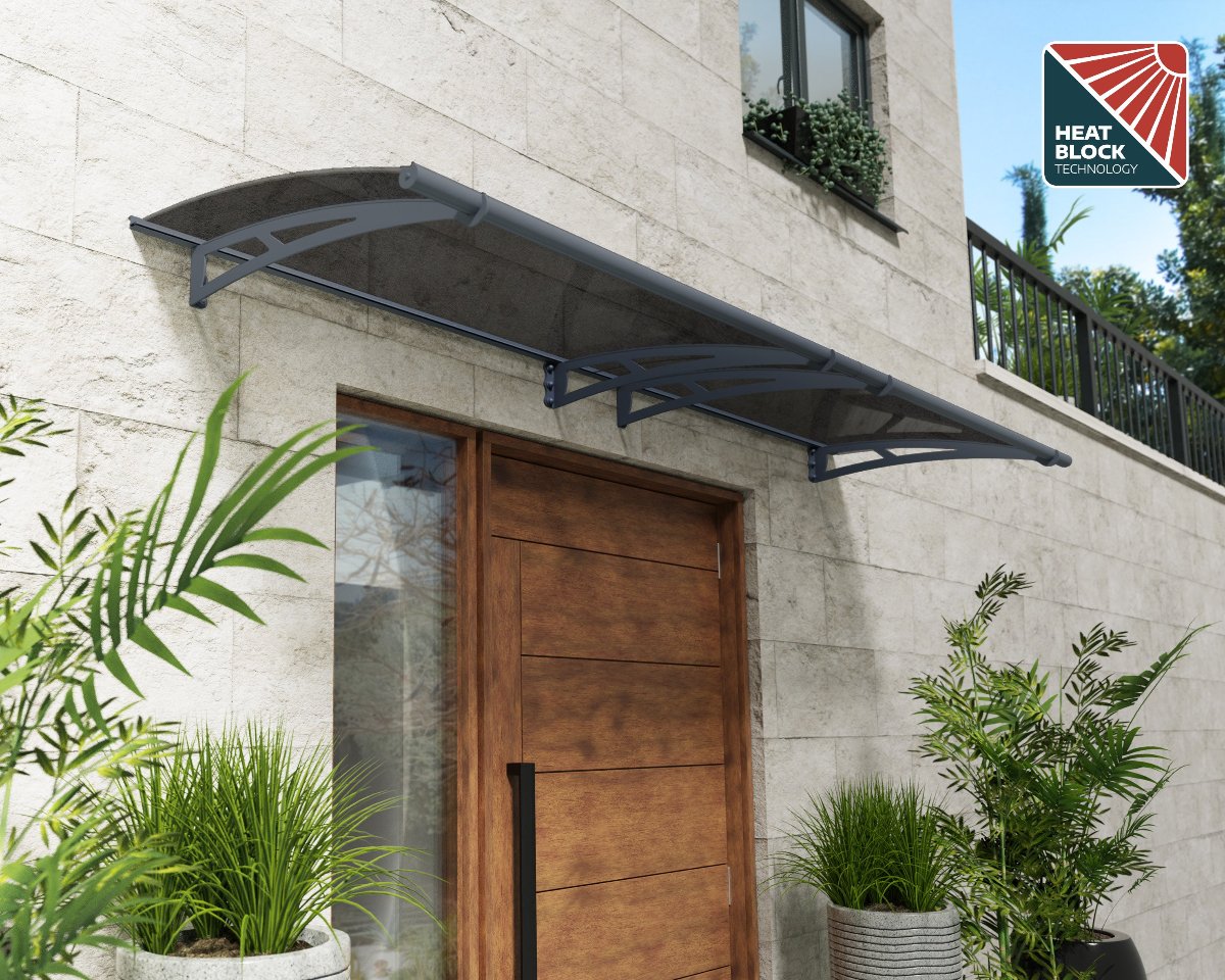 Aquila 3000 Door Awning 36" x 118" Solar Grey Panels