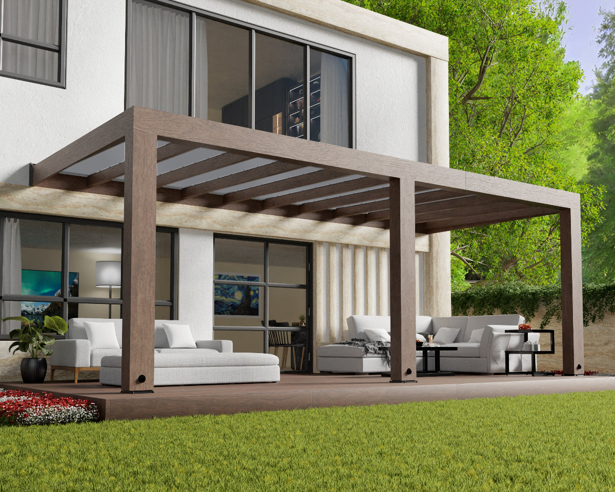Helsinki Patio Cover 9'10" x 21'10" Cedar wood | Palram-Canopia