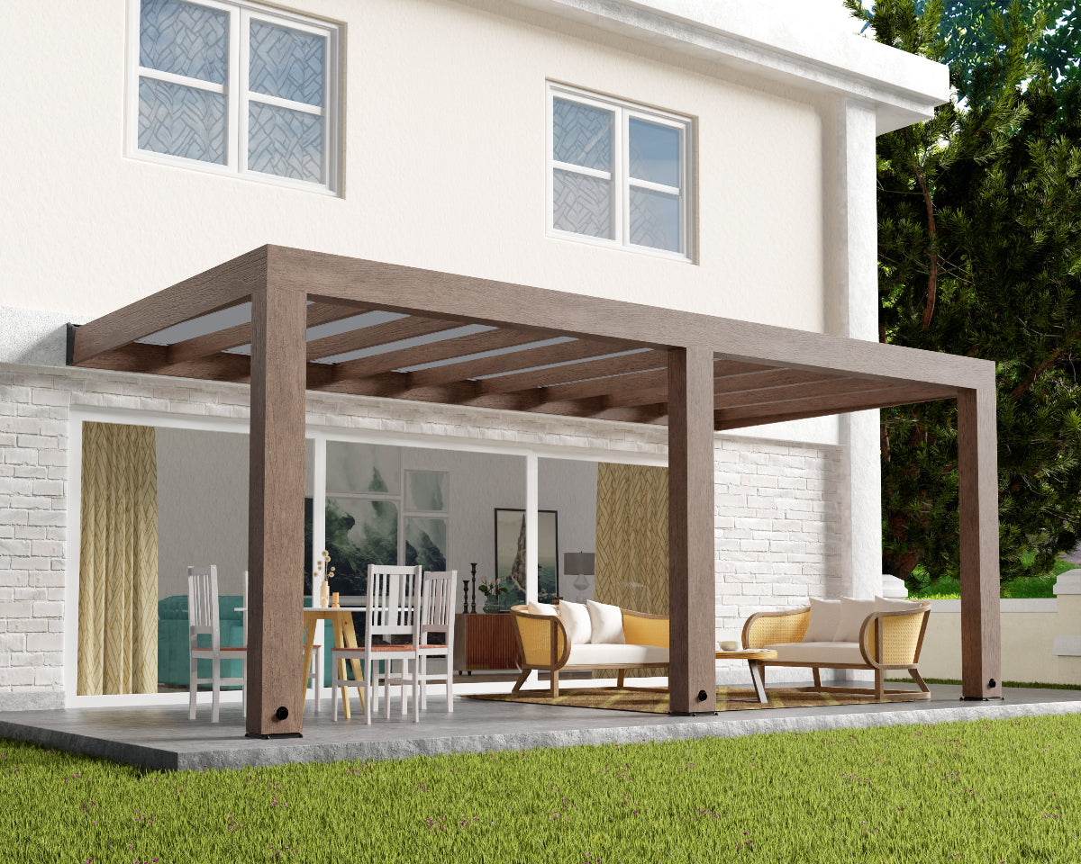 Helsinki Patio Cover 9'10" x 19'8" Cedar Wood| Palram-Canopia