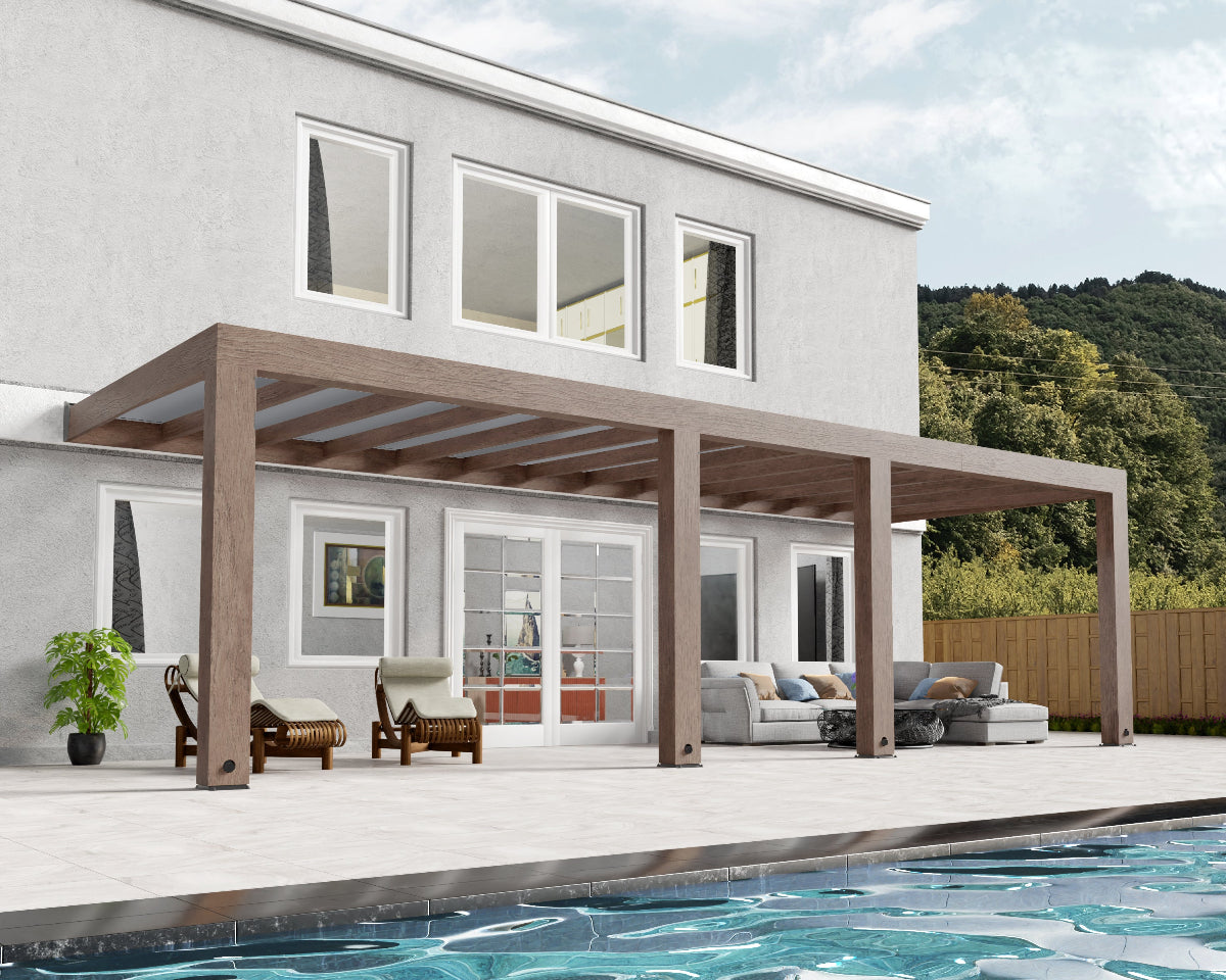 Helsinki Patio Cover 9'10" x 28'2" Cedar Wood| Palram-Canopia