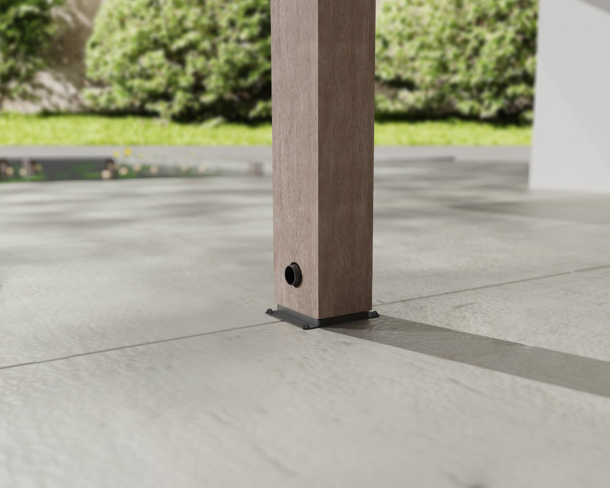 Helsinki Patio Cover 9'10" x 32'6" Cedar Wood| Palram-Canopia Posts and Gutter