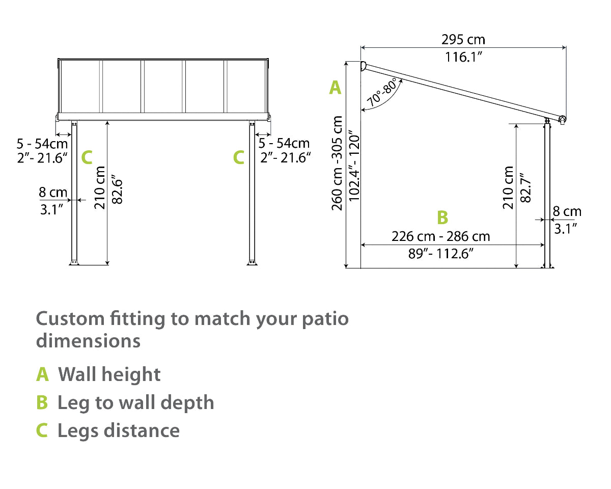 Olympia™ Patio Cover Side View - Awnings-Canada