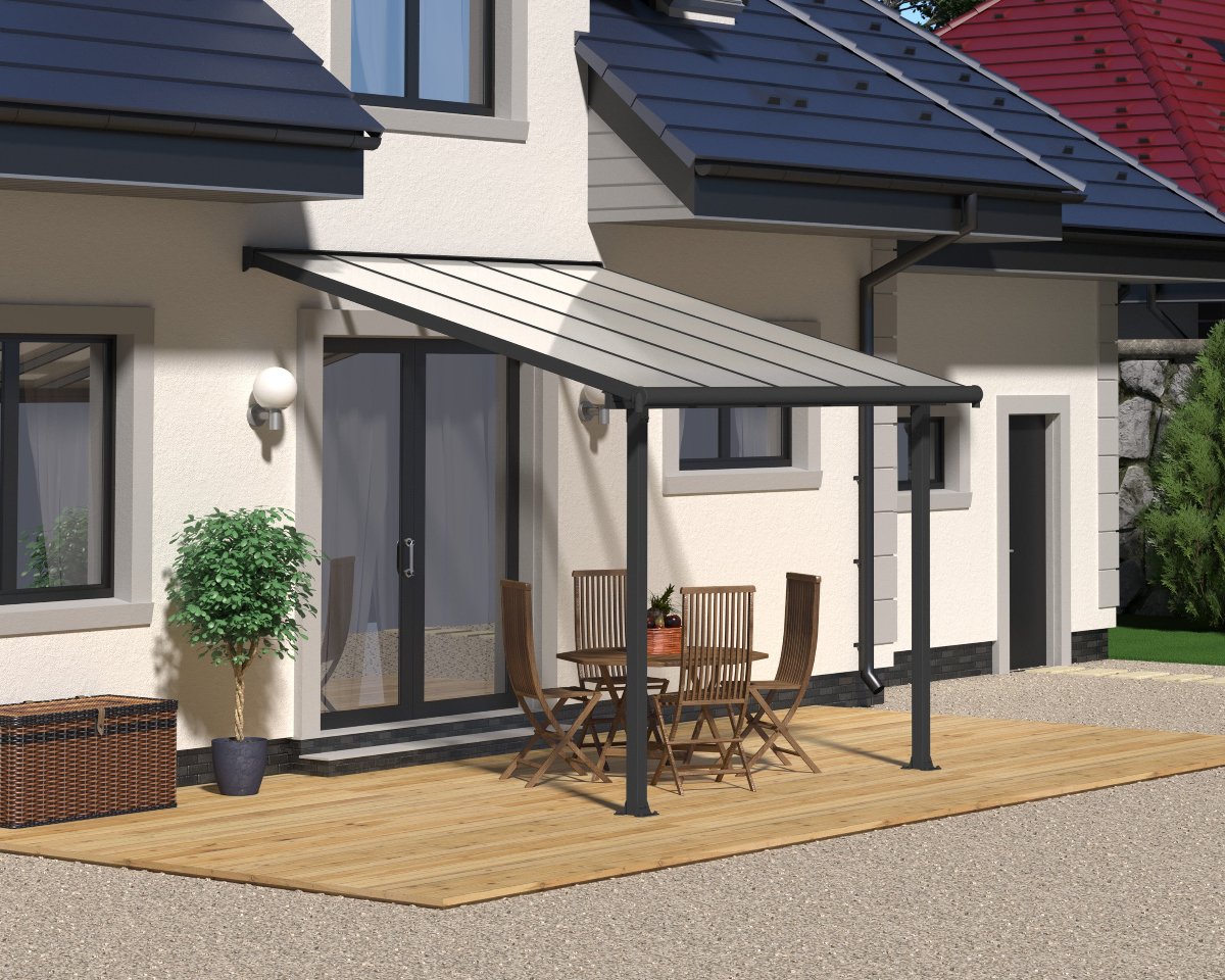 Olympia™ Patio Cover ~10 ft. x 10 ft. Grey Frame Clear Panels | Palram-Canopia - Awnings-Canada