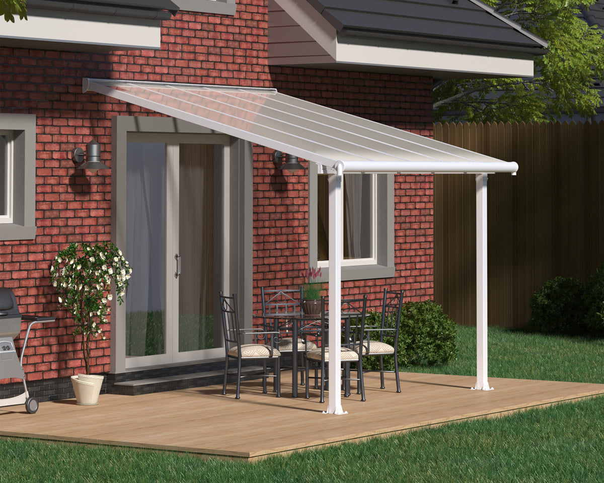 Olympia™ Patio Cover ~10 ft. x 10 ft. White Frame Clear Panels