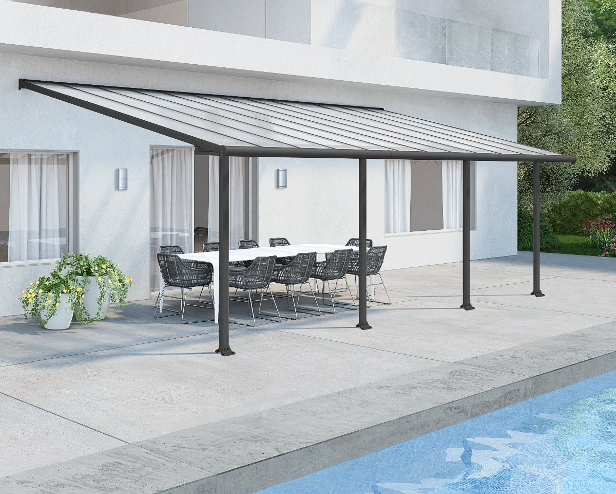 Olympia™ Patio Cover ~10 ft. x 24 ft. Grey Frame Clear Panels | Palram-Canopia - Awnings-Canada