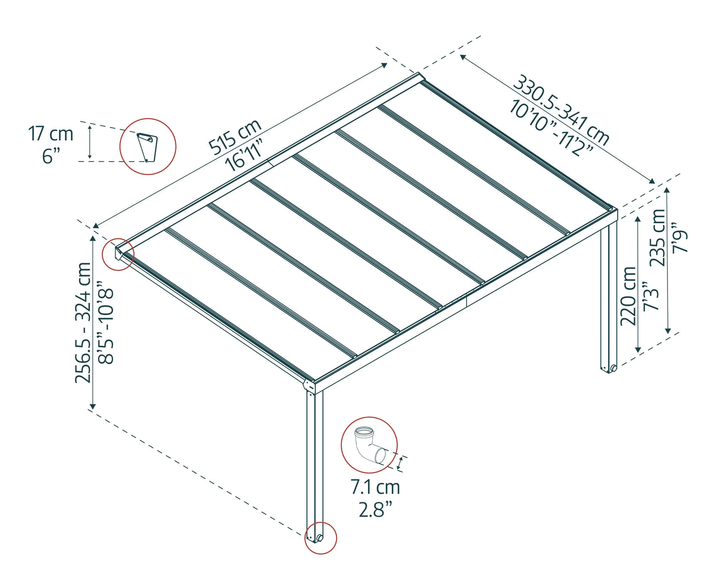Stockholm 3452 Patio Cover 11' x 17' | Palram-Canopia Canopia by Palram