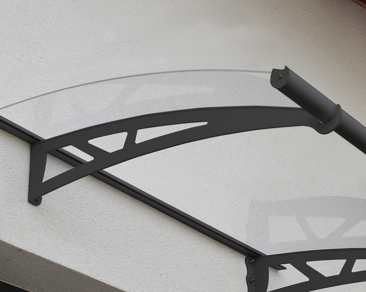 Altair™ 1500 Door Awning 36" x 59" Clear Panels Dark Grey Frame | Palram-Canopia - Awnings-Canada