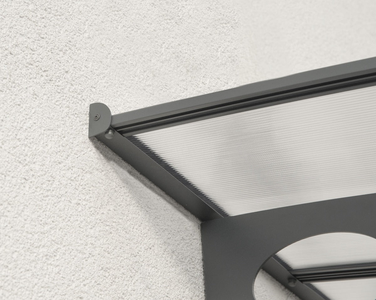 Herald™ 6690 Door Awning 55" x 264" Grey Frame Clear Panels | Palram-Canopia - Awnings-Canada