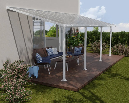 Olympia Patio Cover ~10 ft. x 24 ft. White Frame Clear Panels | Palram-Canopia Canopia by Palram