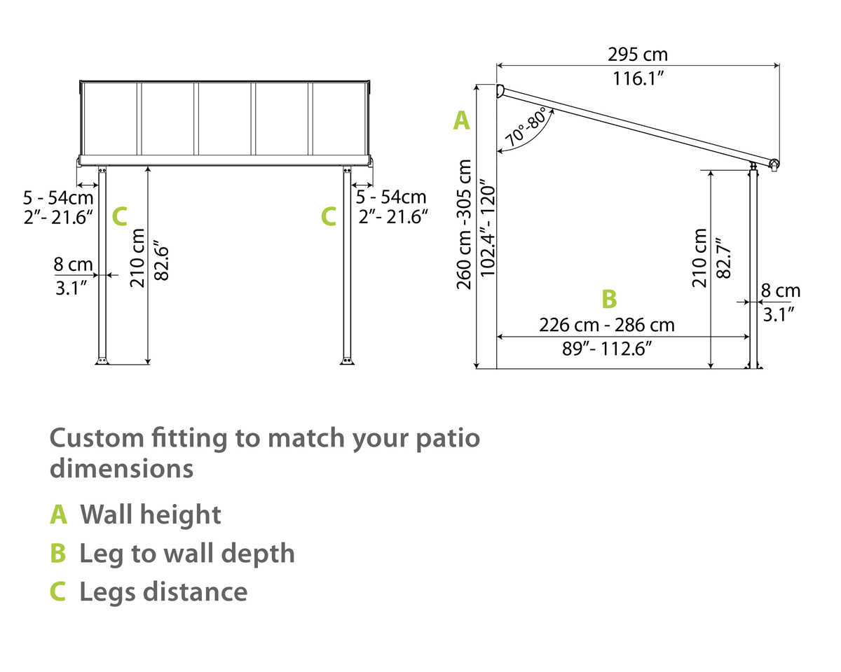 Olympia™ Patio Cover Side View - Awnings-Canada