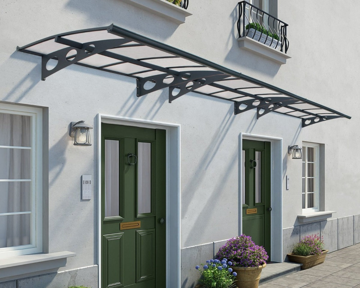 Herald™ 6690 Door Awning 55" x 264" Grey Frame Clear Panels | Palram-Canopia - Awnings-Canada