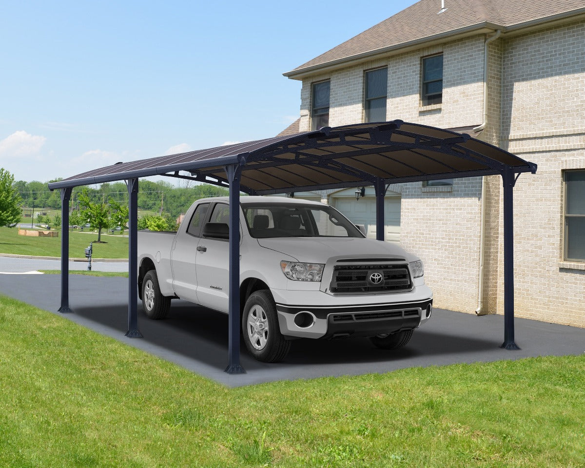 Arcadia™ 6400 ~12ft x 21ft Carport, RV and Boat Shelter Grey Frame Bronze Panels | Palram-Canopia - Awnings-Canada