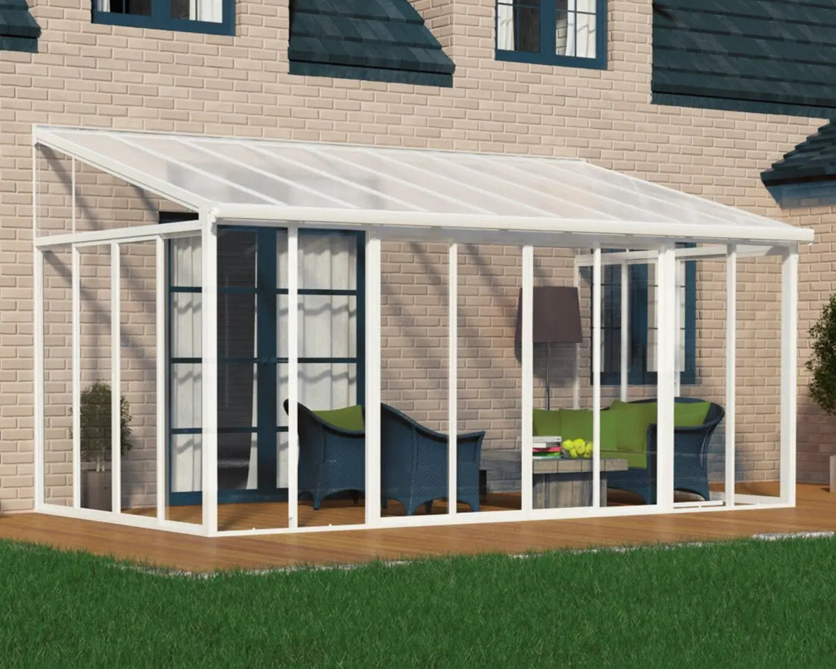 SanRemo 10 ft. x 18 ft. Solarium Patio Enclosure White Frame White Roof | Palram-Canopia Canopia by Palram