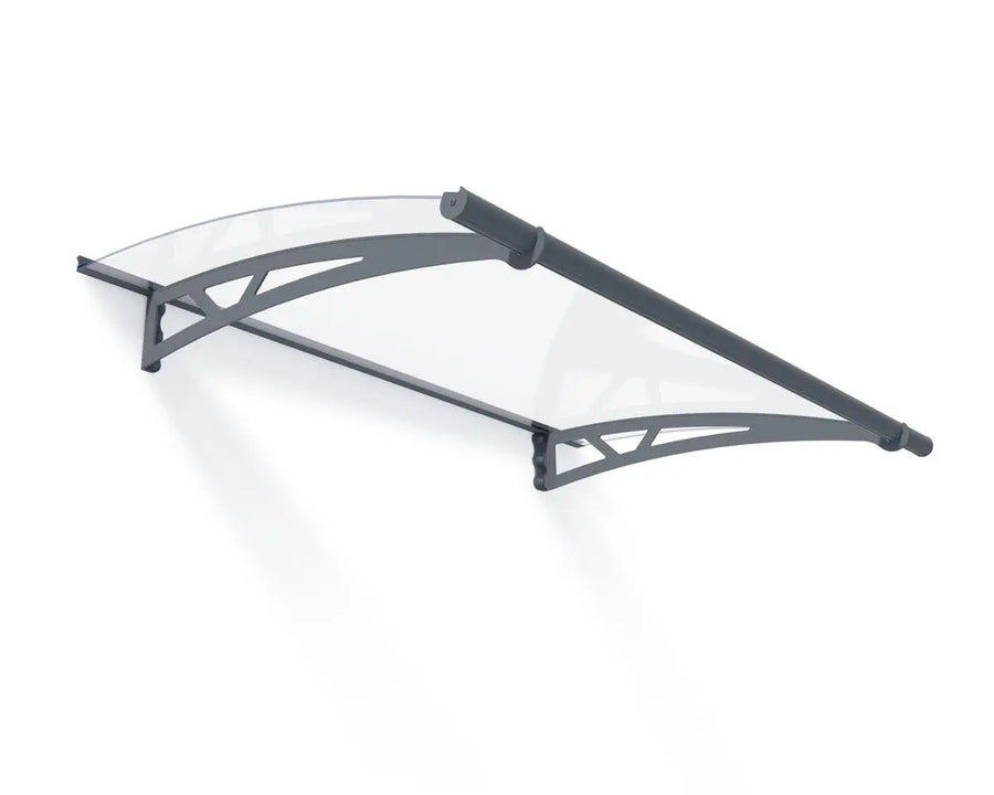 Altair™ 1500 Door Awning 36" x 59" Clear Panels Dark Grey Frame  | Palram-Canopia - Awnings-Canada