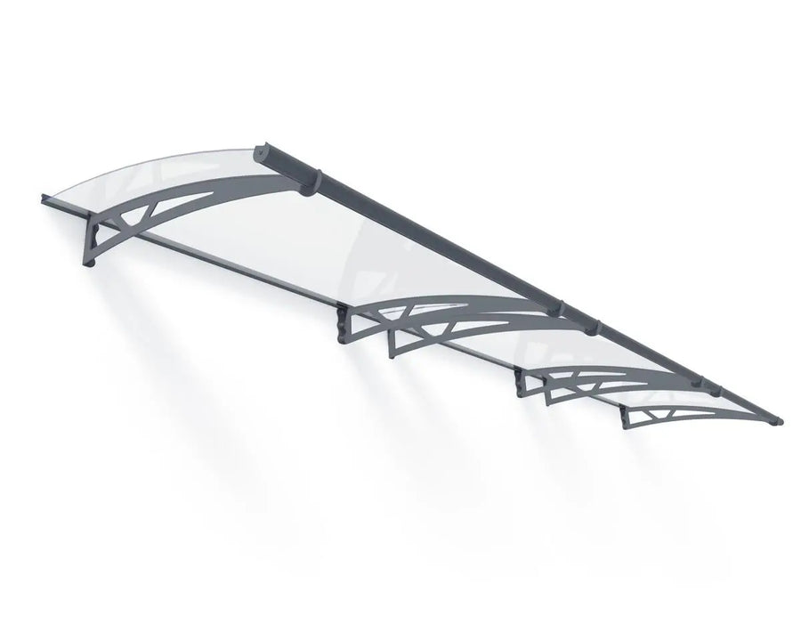 Altair™ 4500 Door Awning 36" x 178" Clear Panels Dark Grey Frame | Palram-Canopia - Awnings-Canada