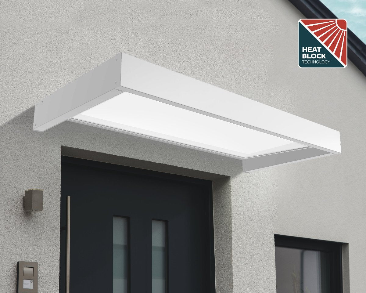 Sophia™ 2150 Door Awning  37" x 85" White Frame & Panels | Palram-Canopia