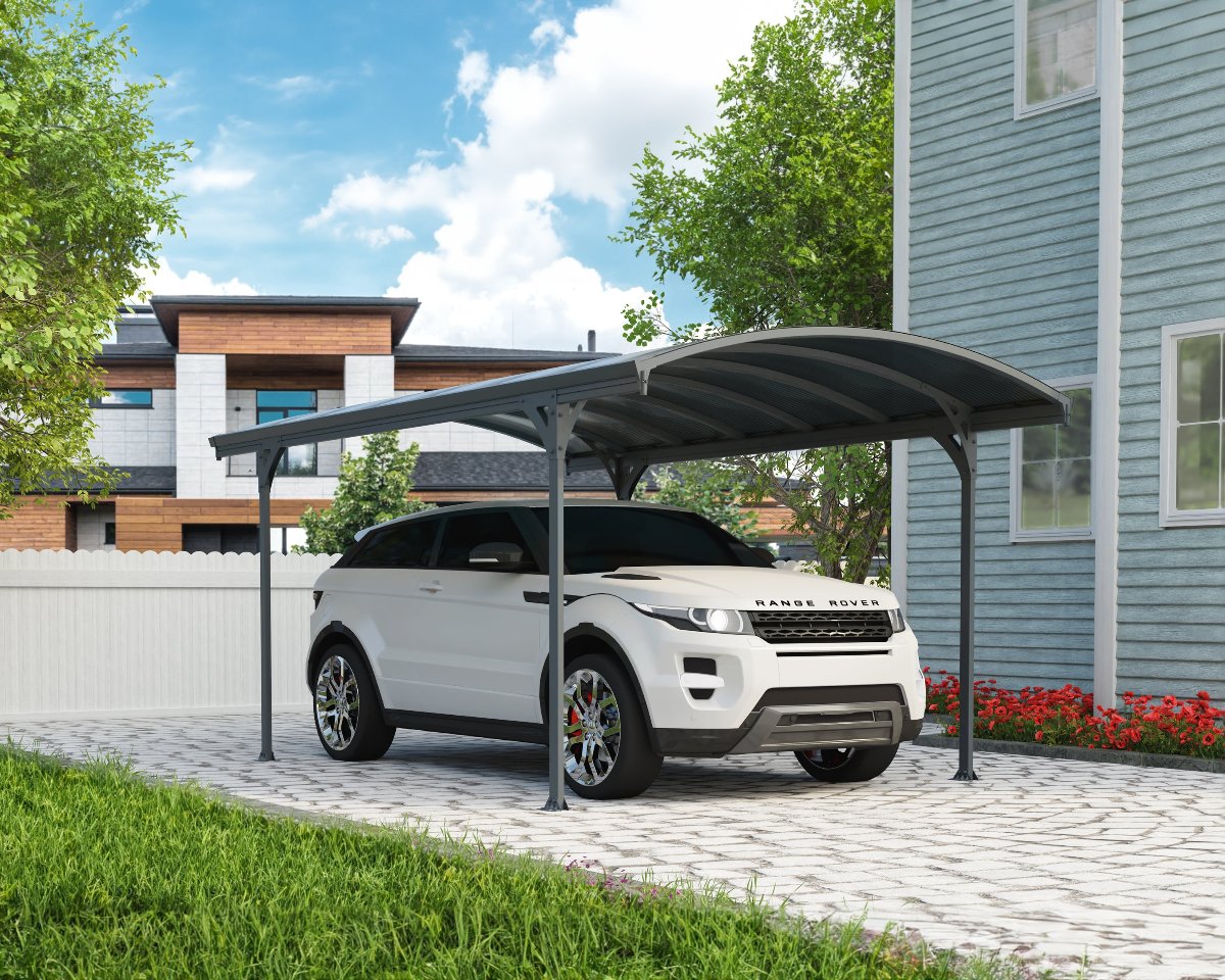 Vitoria 9'6" x 16' 5" Carport, RV and Boat Shelter Grey Frame Grey Panels