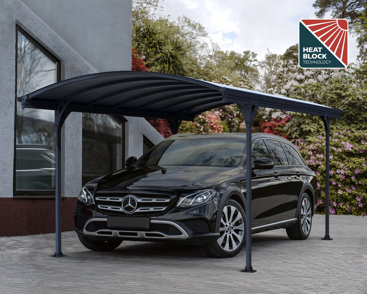 Vitoria 9'6" x 16' 5" Carport, RV and Boat Shelter Grey Frame Grey Panels