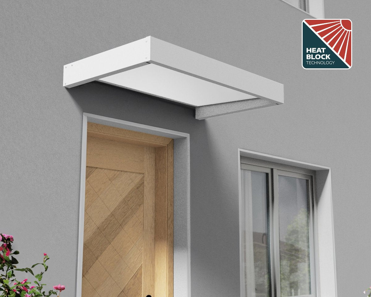 Sophia™ 1600 Door Awning 37" x 63" White Frame & White Panels
