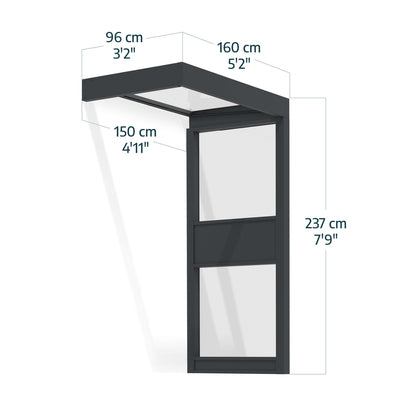 Sophia™ Door Awning  Single Side Walls | Dimensions