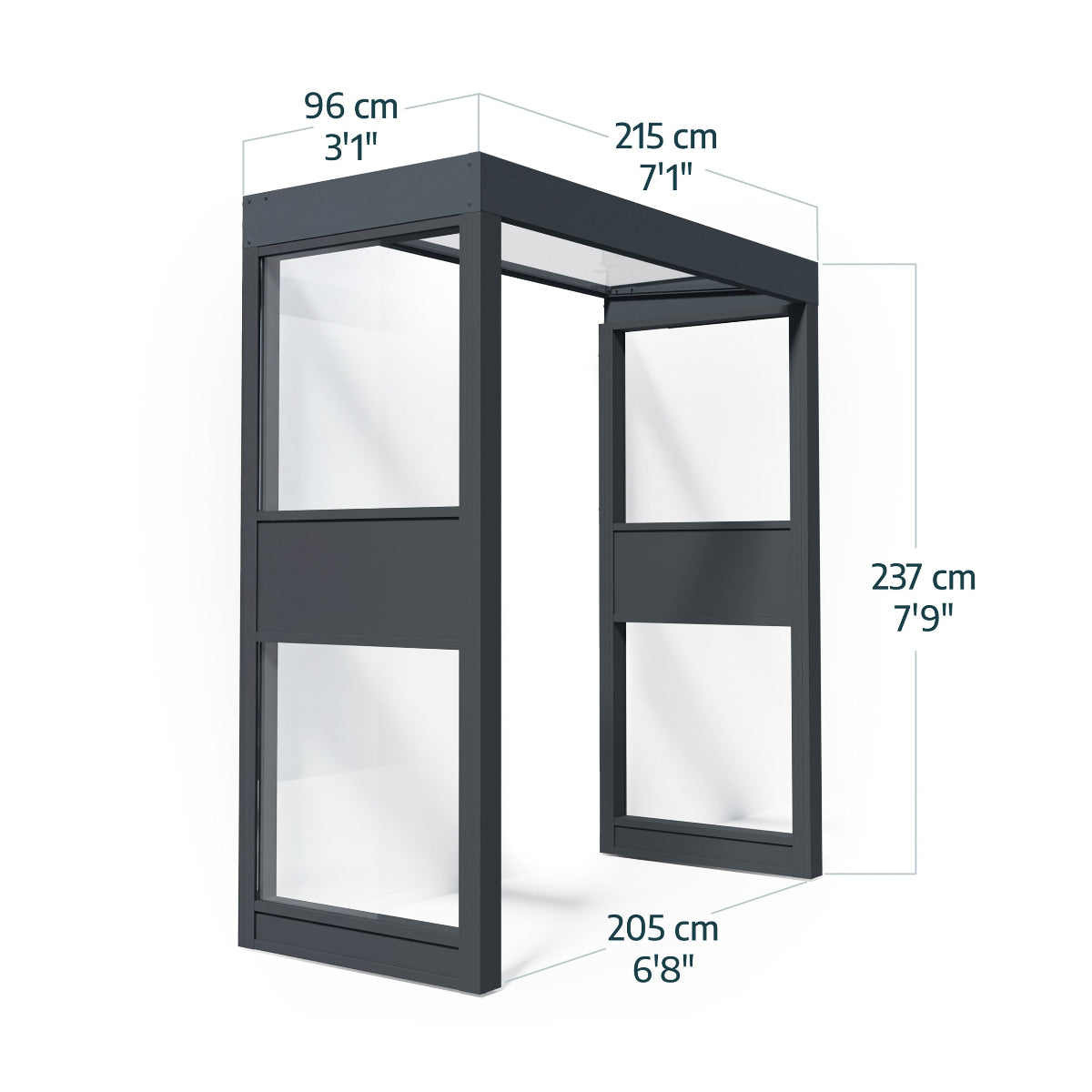 Sophia™ Door Awning Double Side Walls | Dimensions