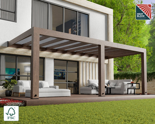 Helsinki Patio Cover 9'10" x 21'10" Cedar wood | Palram-Canopia