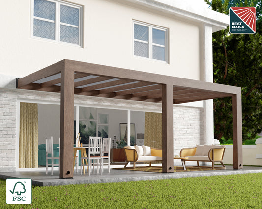 Helsinki Patio Cover 9'10" x 19'8" Cedar Wood| Palram-Canopia