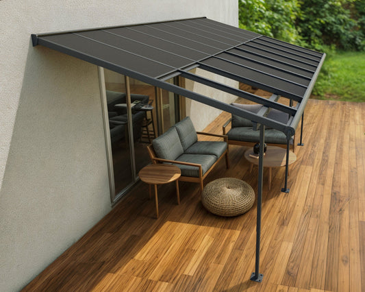 Sierra Cabrio Patio Cover 10 x 18 Grey Frame Grey Panels | Palram-Canopia