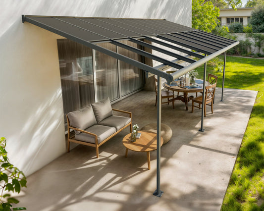 Sierra Cabrio Patio Cover 10 x 20 Grey Frame Grey Panels | Palram-Canopia