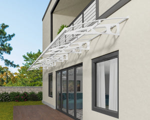 Bordeaux™ 8920 Door Awning 55" x 352" White Frame Clear Panels | Palram-Canopia