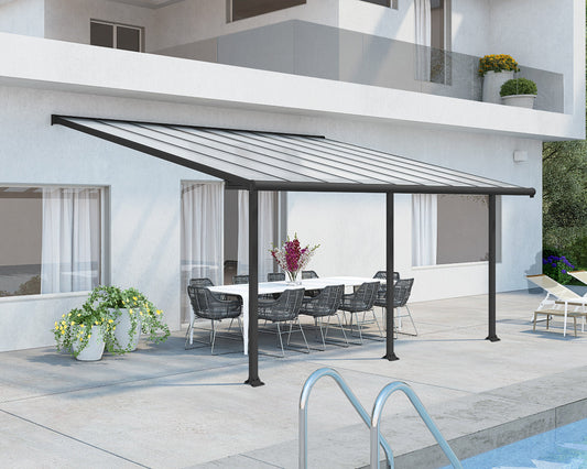 Olympia™ Patio Cover 10 x 18 Grey Frame Clear Panels | Palram-Canopia