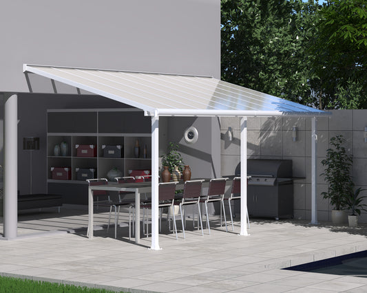 Olympia™ Patio Cover 10 x 18 White Frame Clear Panels | Palram-Canopia