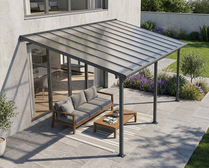 Olympia Patio Cover 10 x 20 Grey Frame Clear Panels | Palram-Canopia
