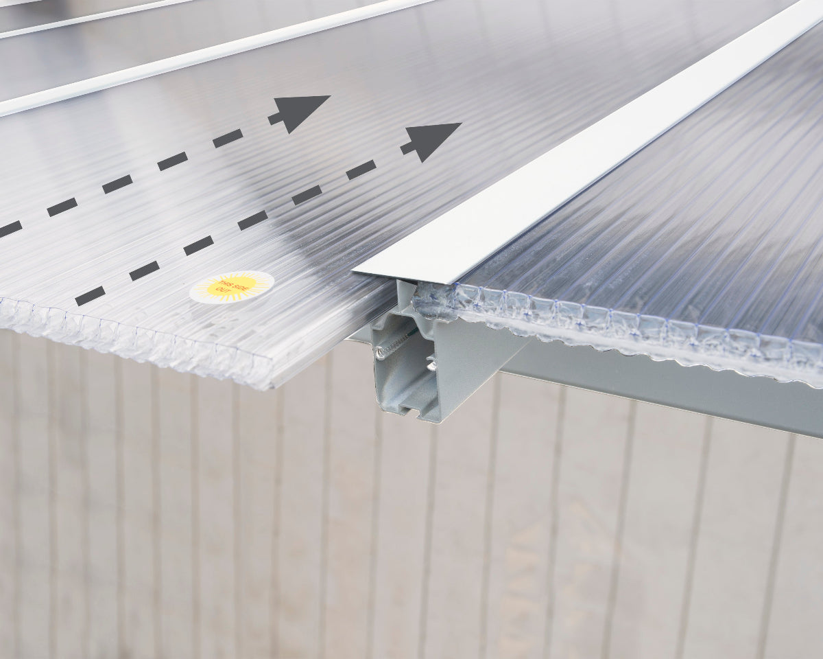 Olympia™ Patio Cover ~10 ft. x 30 ft. White Frame Clear Panels
