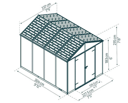 Rubicon ~7.5 ft. x 10 ft. Grey Storage Shed | Palram-Canopia Canopia by Palram