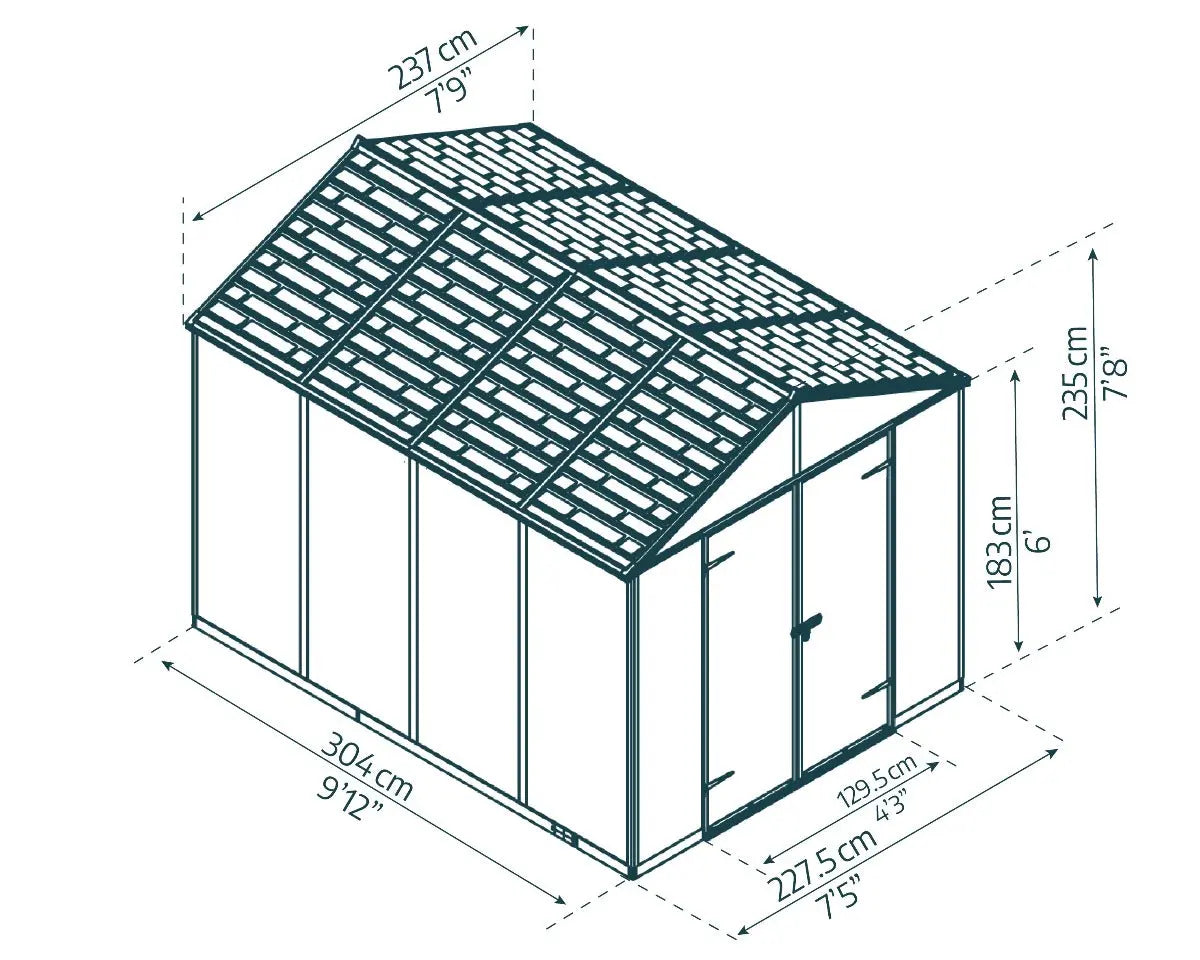 Rubicon ~7.5 ft. x 10 ft. Grey Storage Shed | Palram-Canopia Canopia by Palram