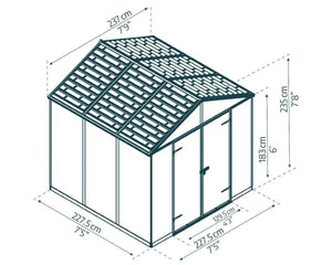 Rubicon ~7.5 ft. x 7.5 ft. Grey Storage Shed | Palram-Canopia Canopia by Palram