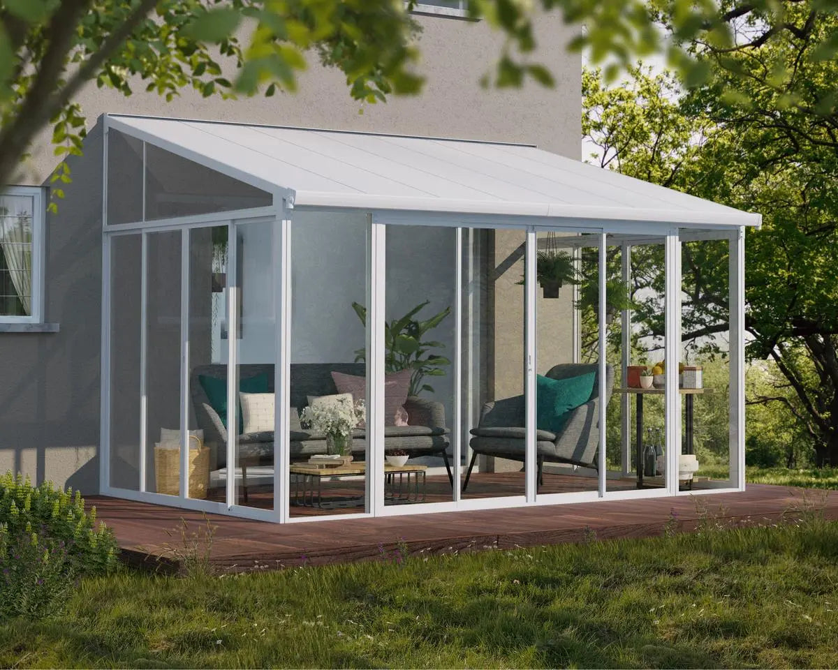 SanRemo 10 ft. x 14 ft. Solarium Patio Enclosure White Frame White Roof | Palram-Canopia Canopia by Palram