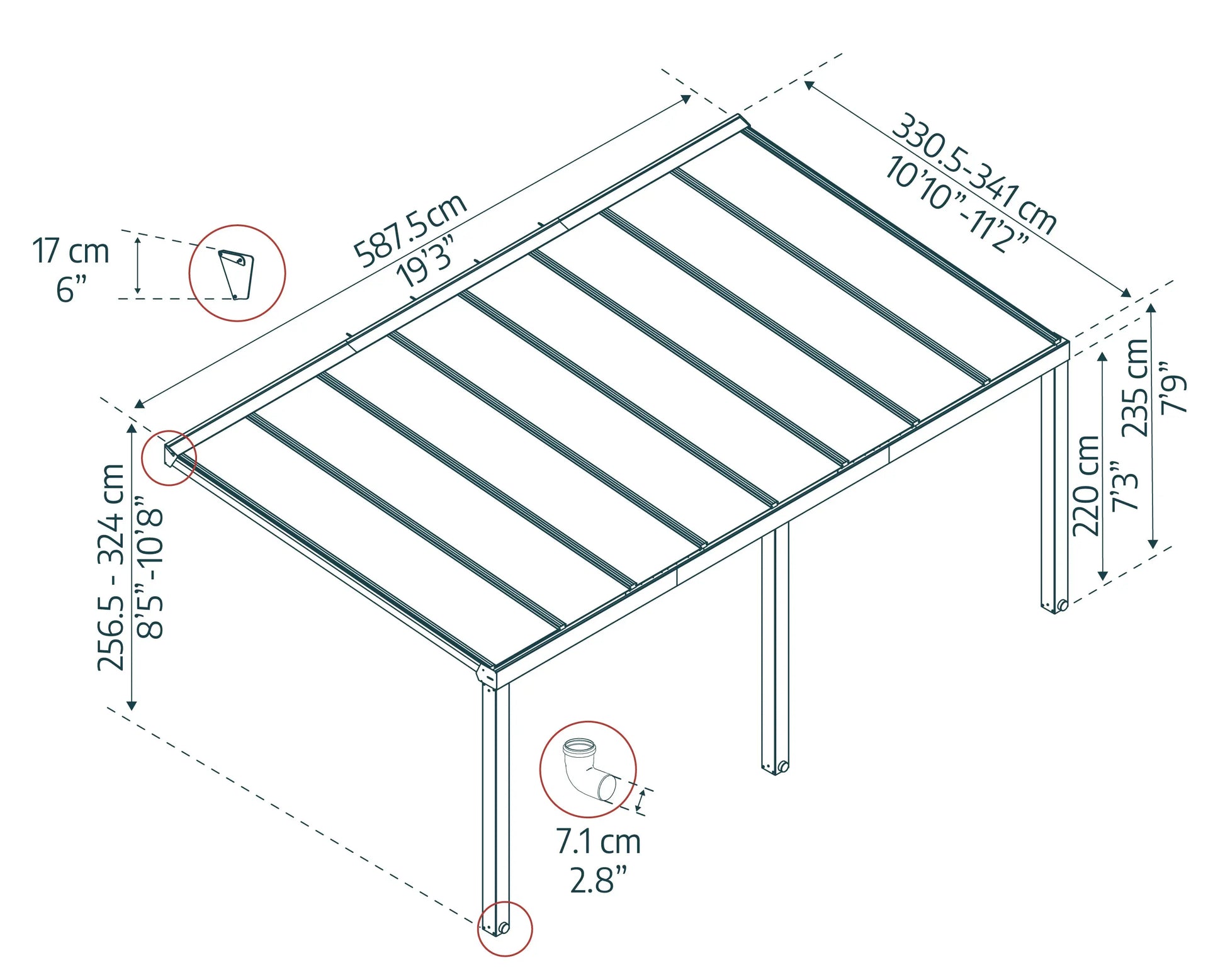 Stockholm 3459 Patio Cover 11' x 19' | Palram-Canopia Canopia by Palram