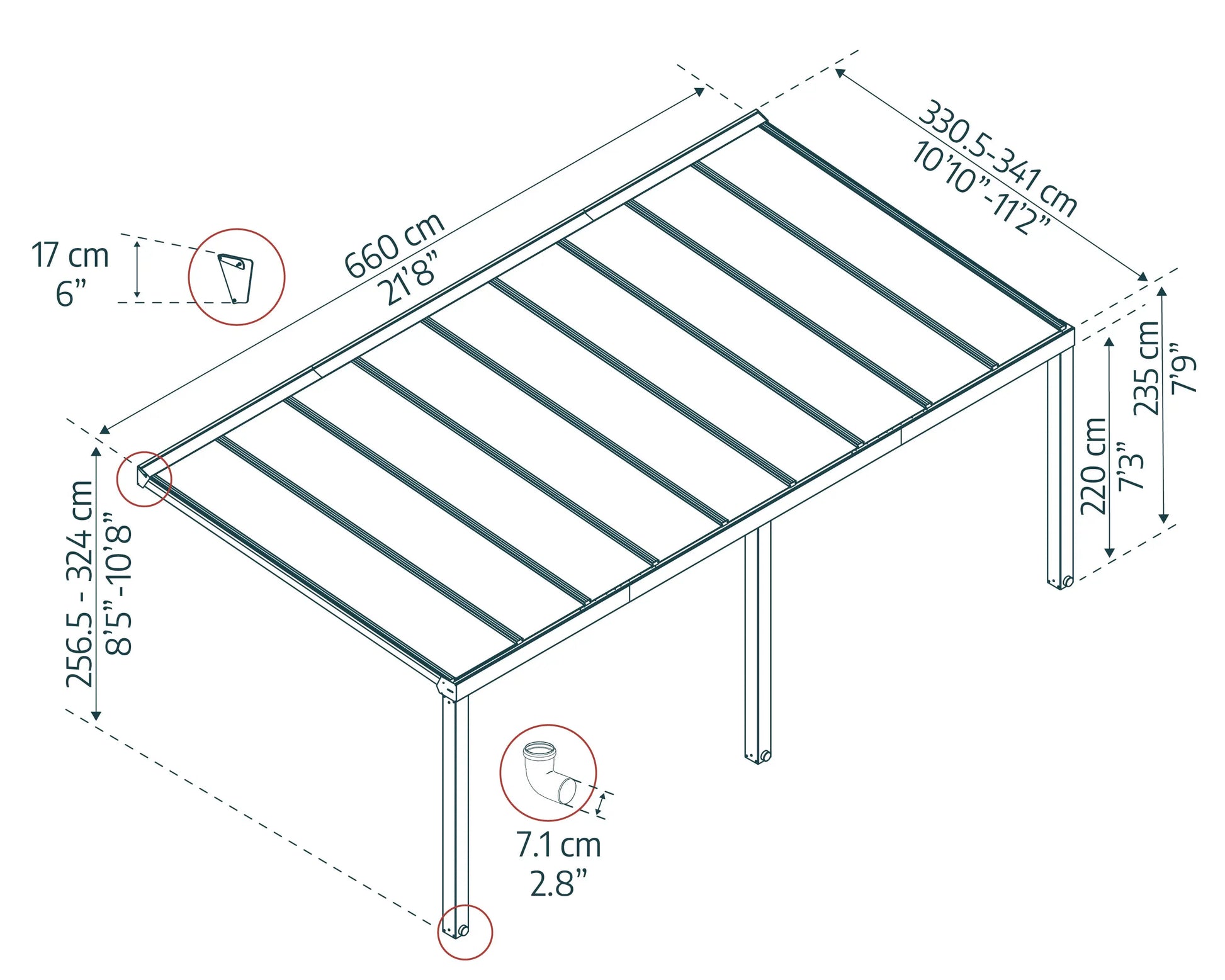 Stockholm 3466 Patio Cover 11' x 22' | Palram-Canopia Canopia by Palram