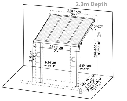 Sierra™ Patio Cover 7.5 ft. x 7.5 ft. White Frame Clear Panels | Palram-Canopia - Awnings-Canada