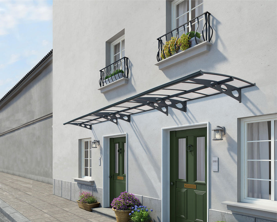 Herald™ 6690 Door Awning 55" x 264" Grey Frame Clear Panels | Palram-Canopia - Awnings-Canada