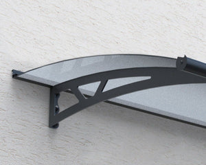 Altair™ 1500 Door Awning 36" x 59" Clear Panels Dark Grey Frame  | Palram-Canopia - Awnings-Canada