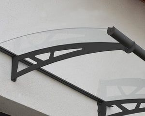 Altair™ 1500 Door Awning 36" x 59" Clear Panels Dark Grey Frame  | Palram-Canopia - Awnings-Canada