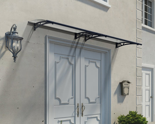 Altair™ 3000 Door Awning 36" x 119" Clear Panels Dark Grey Frame | Palram-Canopia - Awnings-Canada