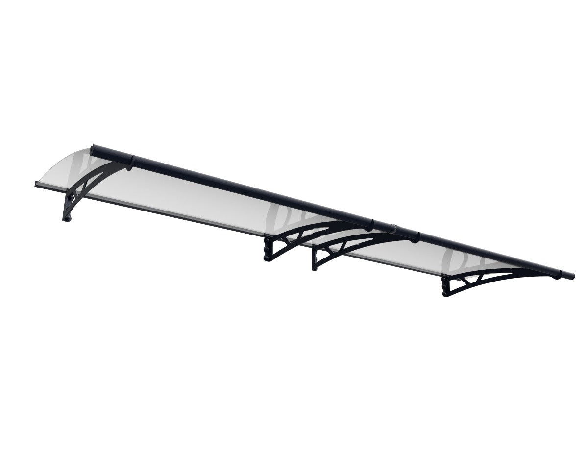 Altair™ 3000 Door Awning 36" x 119" Clear Panels Dark Grey Frame | Palram-Canopia - Awnings-Canada