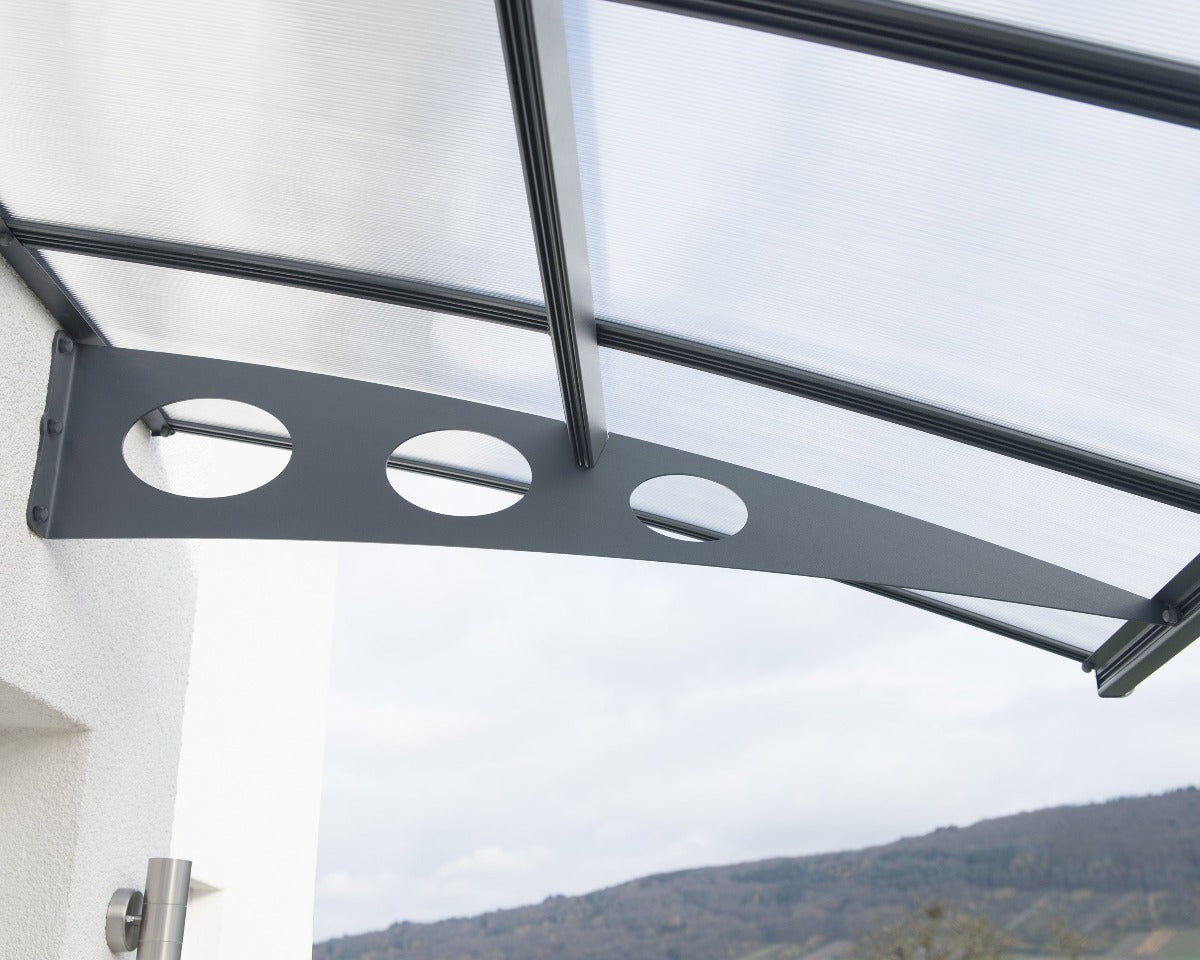 Herald™ 2230 Door Awning 55" x 88" Grey Frame Clear Panels | Palram-Canopia - Awnings-Canada