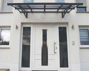 Herald™ 2230 Door Awning 55" x 88" Grey Frame Clear Panels | Palram-Canopia - Awnings-Canada