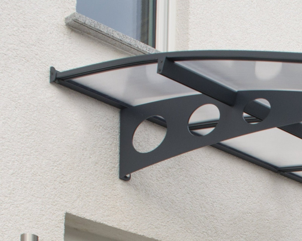 Herald™ 2230 Door Awning 55" x 88" Grey Frame Clear Panels | Palram-Canopia - Awnings-Canada